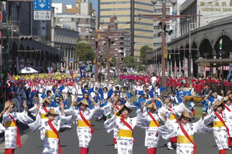 鹿兒島大原祭的歷屆記錄照片，並非當屆活動現場。